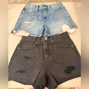 Girls sz 10 blue black cut off jean shorts